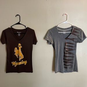 University of Wyoming v neck t shirt bundle